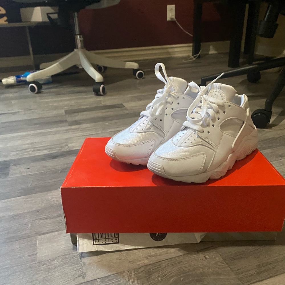 All white limited edition Nike huraches